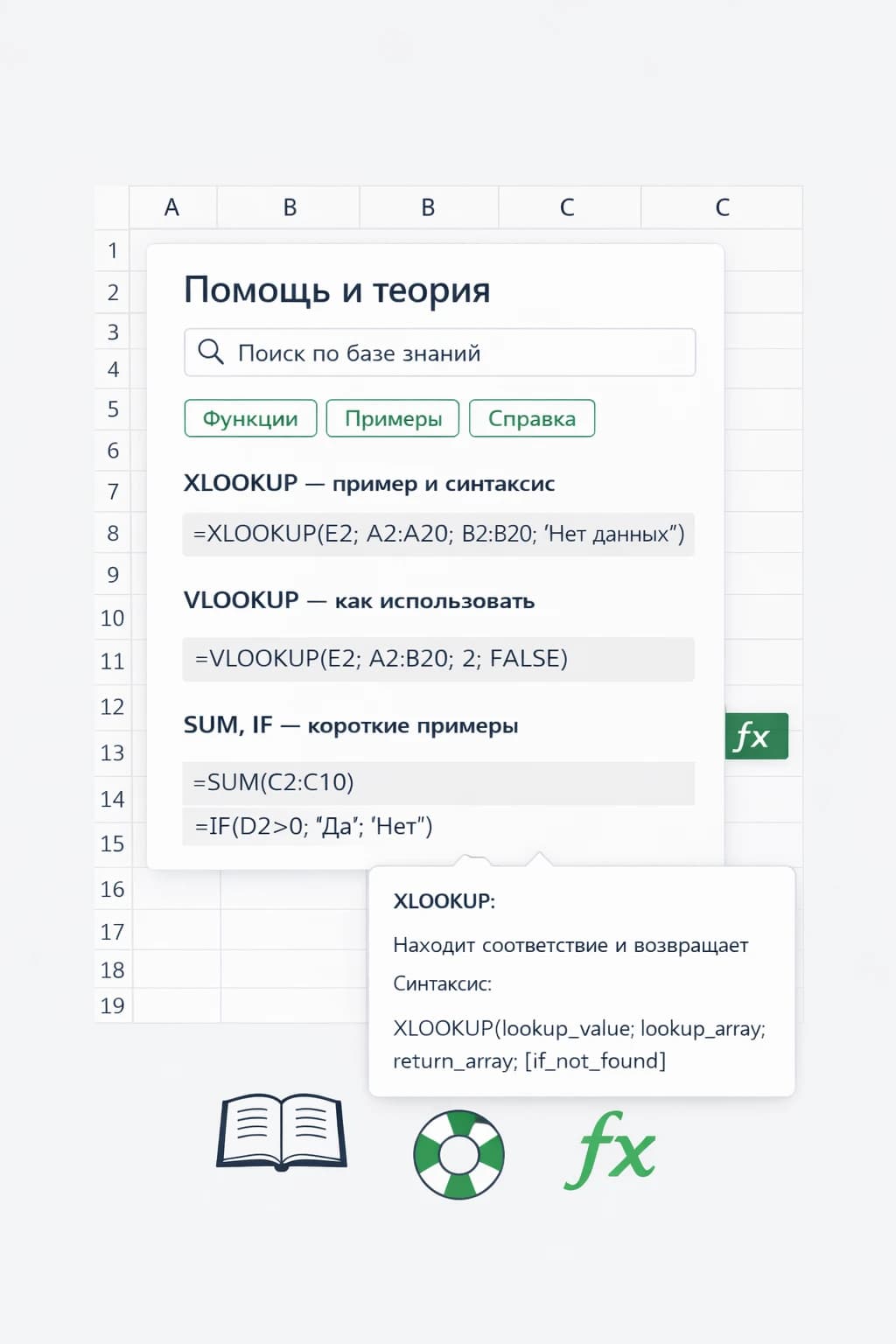 Помощь и теория по функциям Excel