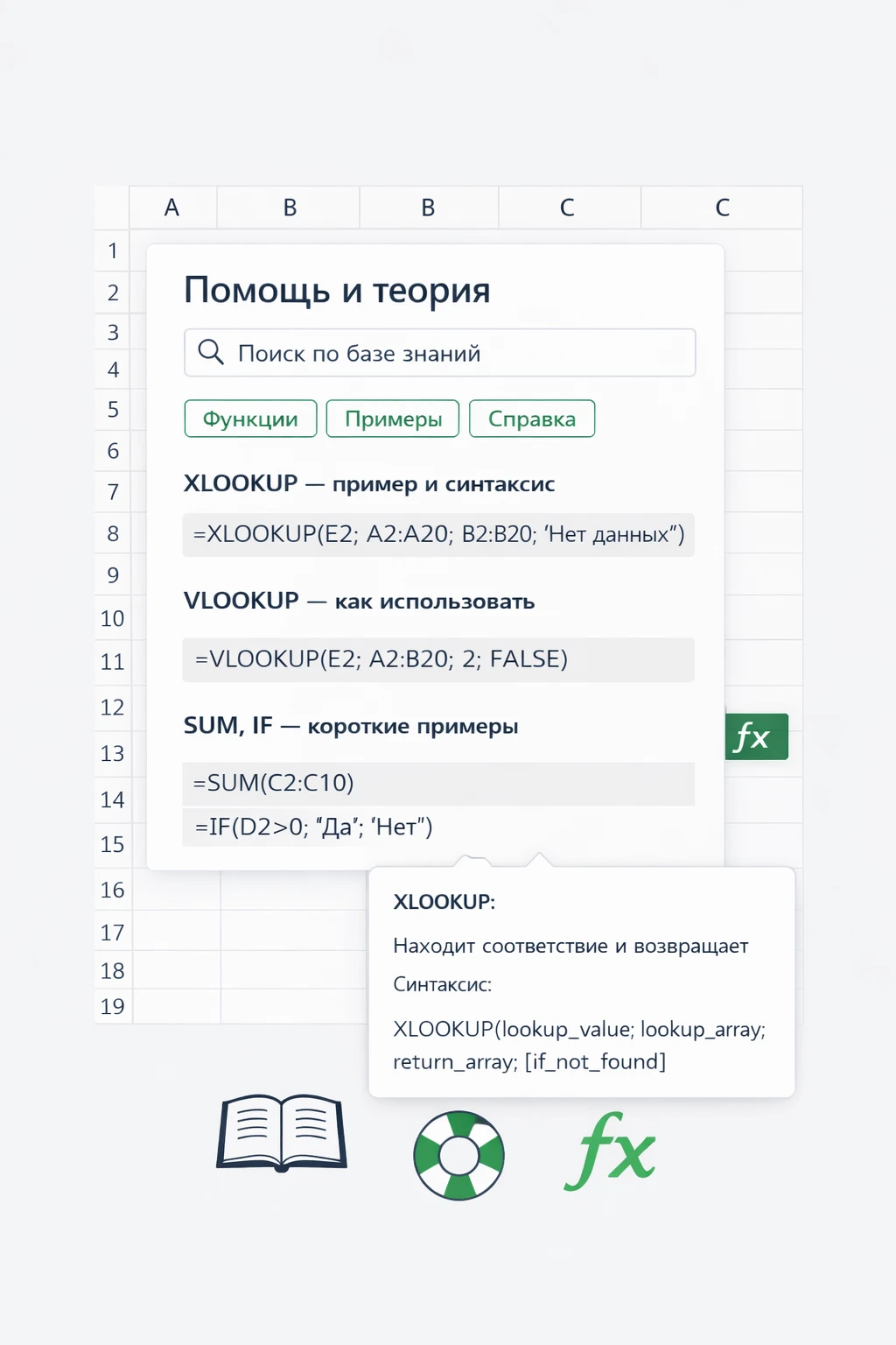 Помощь и теория по функциям Excel